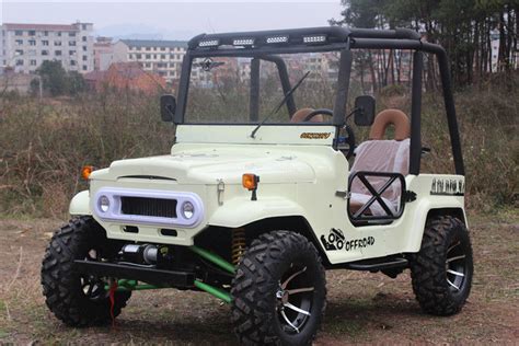 125cc <strong>Mini Jeep</strong> has an overhead cam gas engine, single independent front & rear disc brakes, Front Push bar, rugged 4-wheel shock suspension,. . Mini jeep willys 250cc